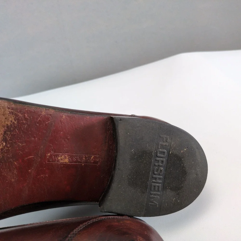 Florsheim Brown Leather Tassel Loafers Mens 11 3E Moc Toe Slip On Dress Shoes